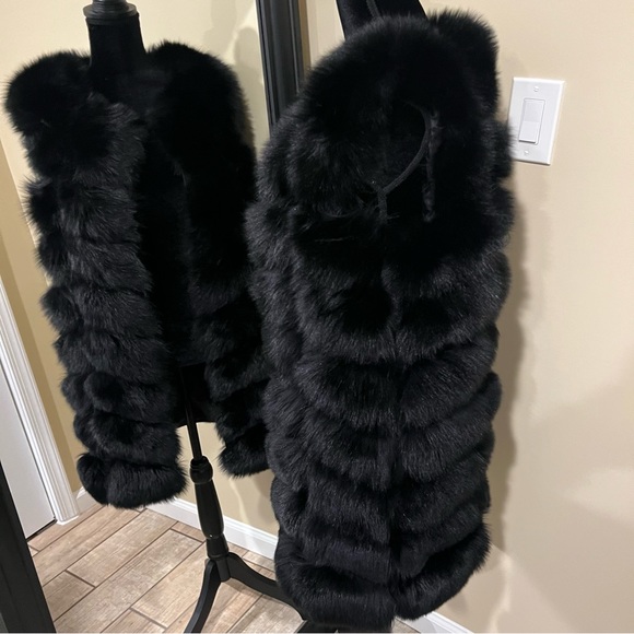 Genuine fox fur vest jacket coat trench winter bomber jacket real fur long vest - Picture 9 of 17